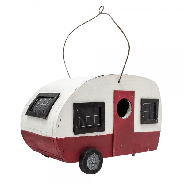 White and Red Fifth Wheel Birdhouse