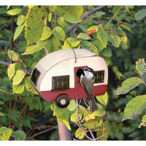 White and Red Fifth Wheel Birdhouse