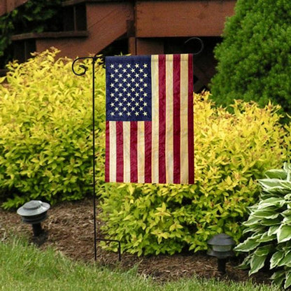 Tea Stained Embroidered American Garden Flag