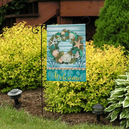 Coastal Wreath Garden Flag