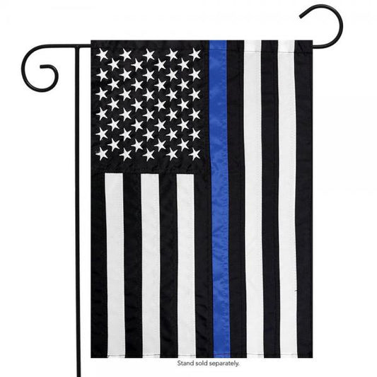 Thin Blue Line Embroidered Garden Flag