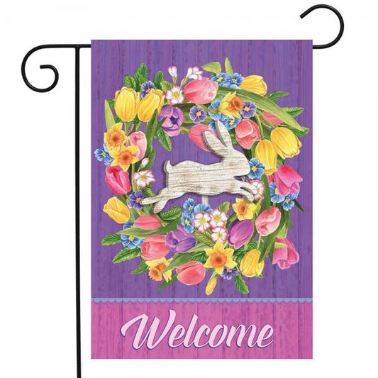 Bunny Wreath Garden Flag