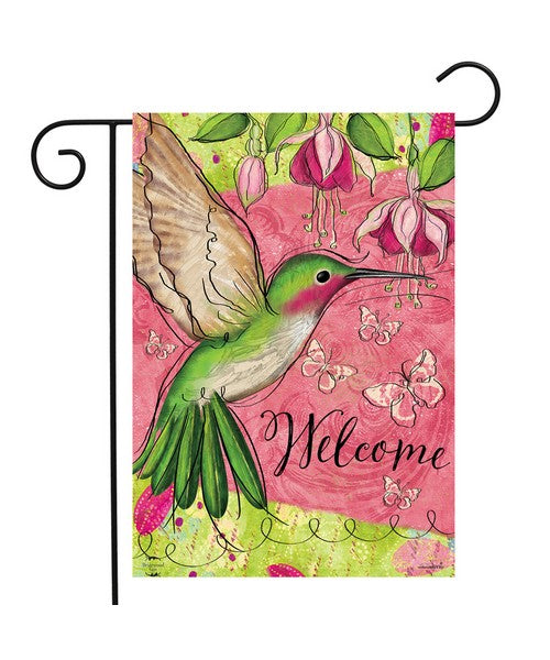 Blissful Hummingbird Garden Flag