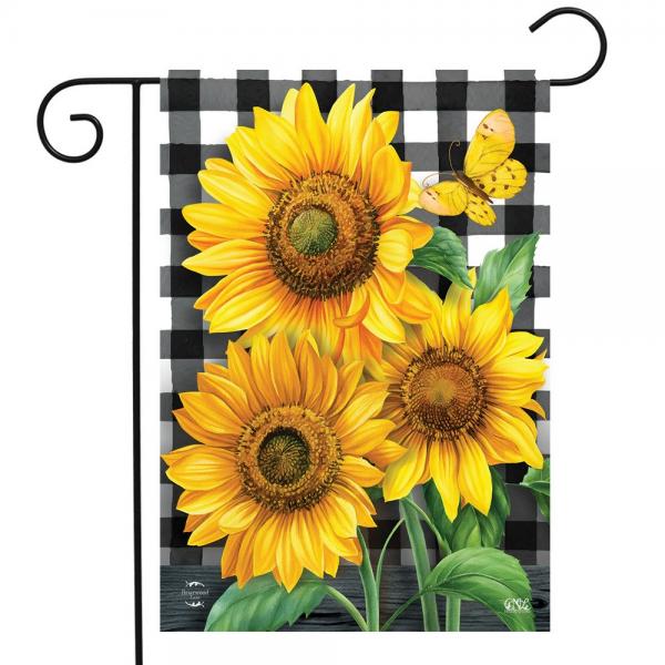 Checkered Sunflowers Garden Flag