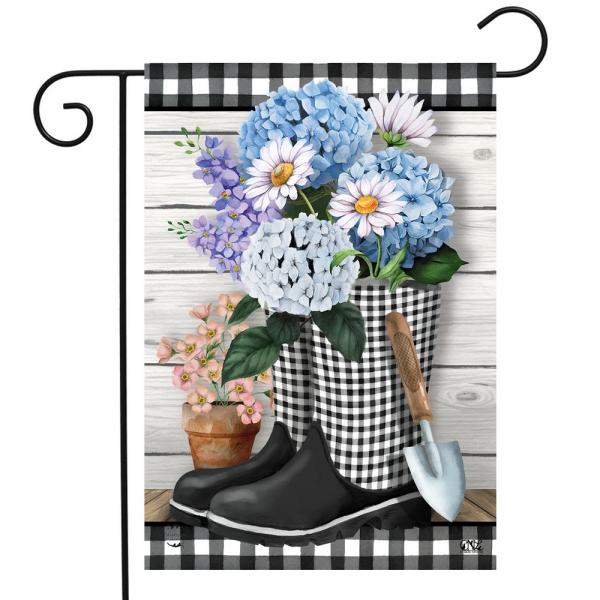 Checkered Garden Boots Garden Flag