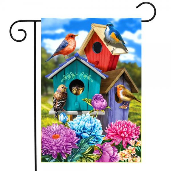 Colorful Birdhouses Garden Flag