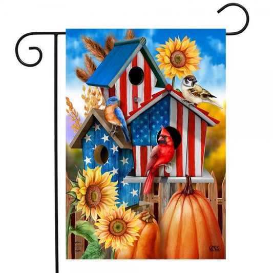 American Fall Birdhouses Garden Flag