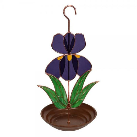Iris Bird Feeder Stained Glass