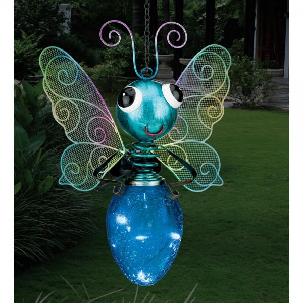 13" Blue Butterfly Lantern