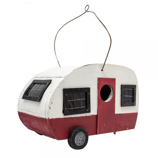 White and Red Fifth Wheel Birdhouse